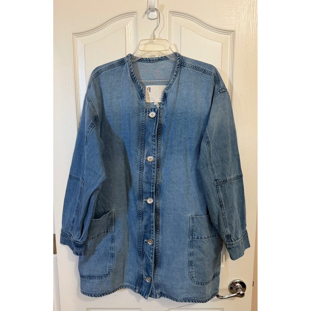 Pilcro Anthropologie Denim Chore Jacket Utility Oversized Lightwash New M. - Picture 3 of 7